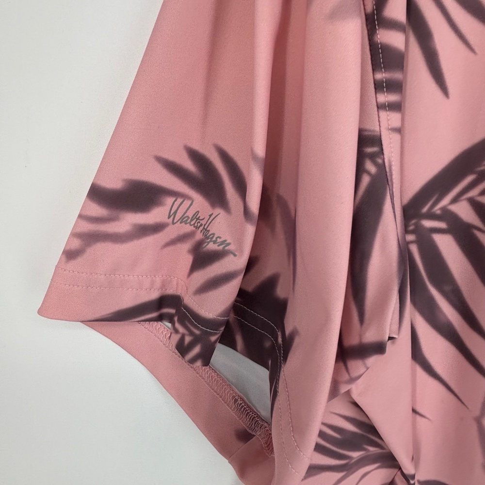 Walter Hagen Mens XXL Golf Polo Shirt Pink Purple Tropical Leaf Print Short Slv - Picture 6 of 8